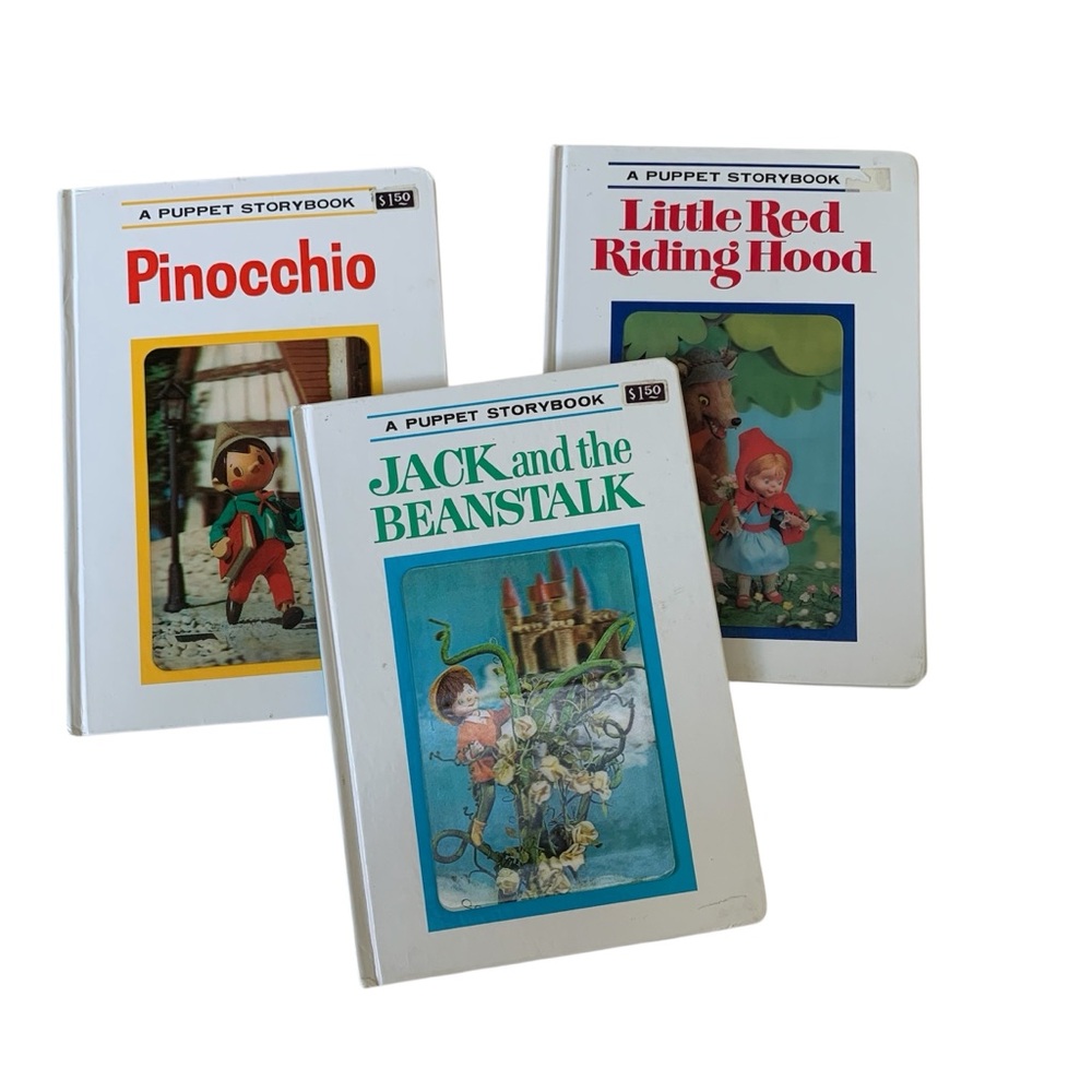 VINTAGE | Puppet Storybook Set of 3 Board Books with 3D Plastic Cover